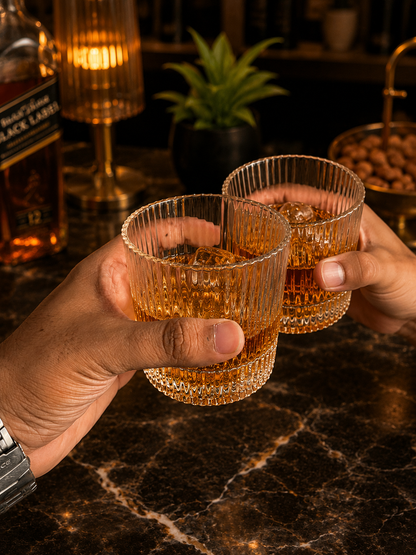 Royal Crystal Whiskey Glass Set with Heavy Base - Premium Edition