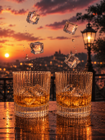Royal Crystal Whiskey Glass Set with Heavy Base - Premium Edition