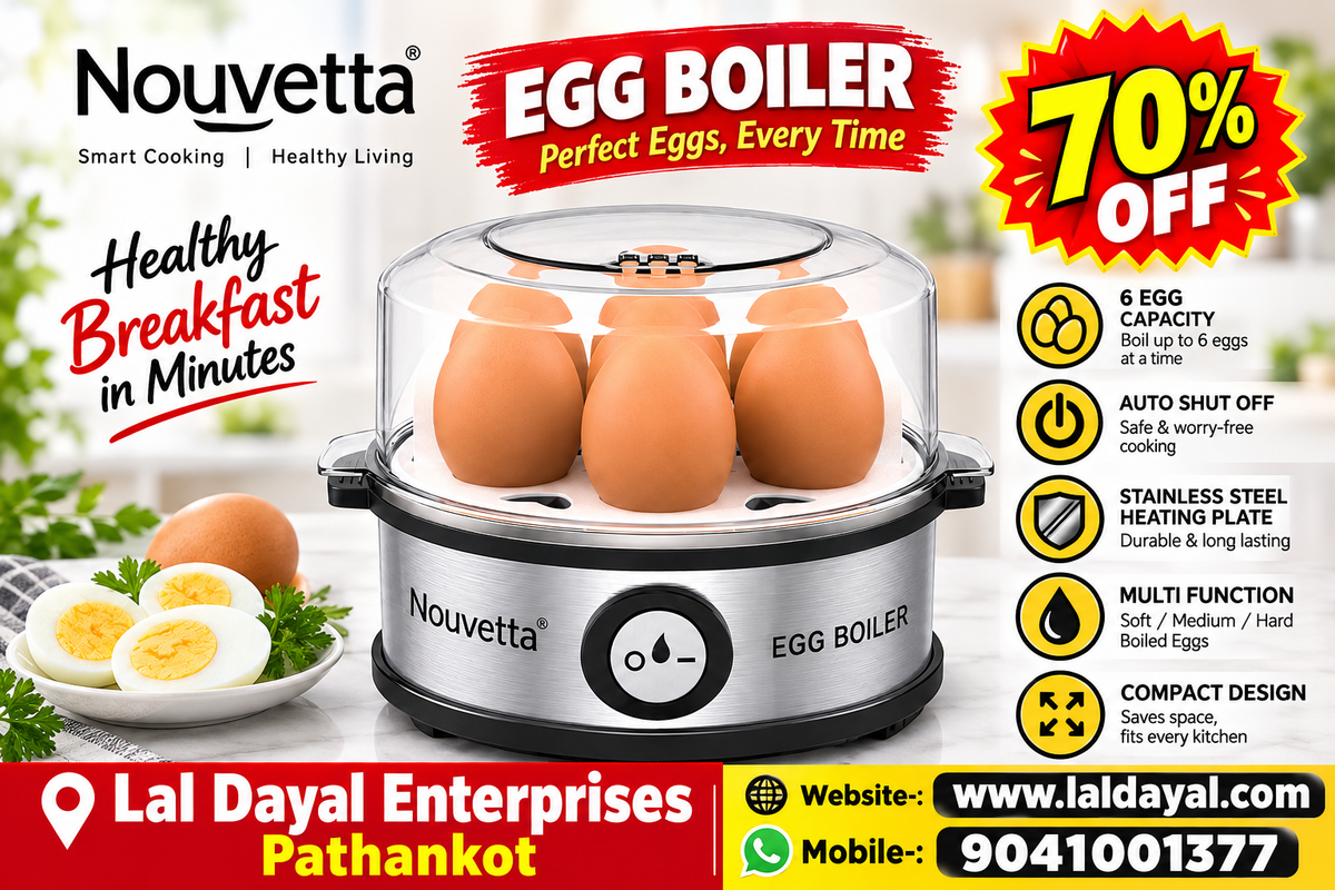Nouvetta Italy 360W Electric Egg Boiler - Instant 7 Egg Cooker with Stainless Steel Heating Plate & Auto Shut-Off