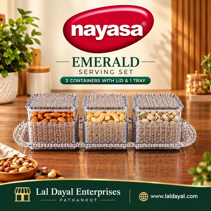 Nayasa Emerald Serving Set with 3 Containers & 1 Tray