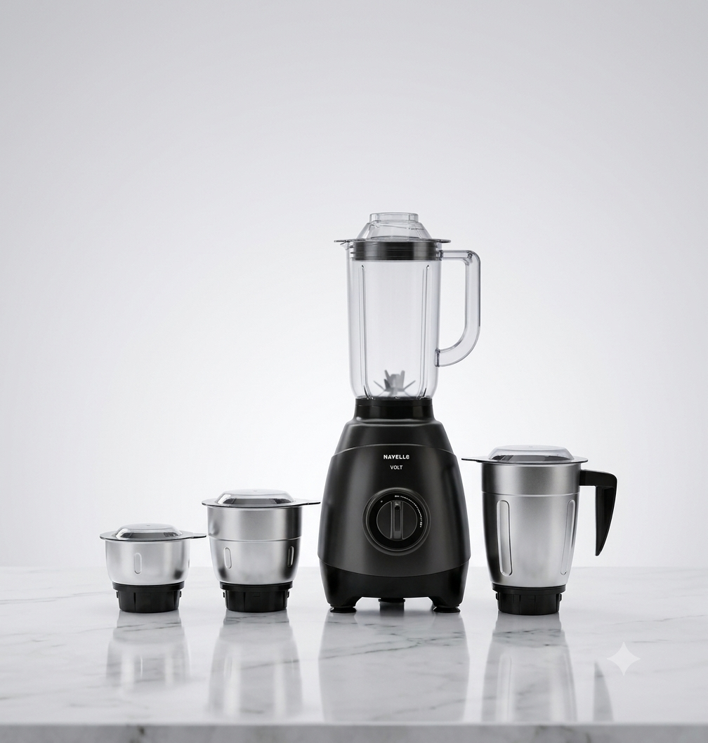 Havells Volt 750W Mixer Grinder with 4 Jars | Powerful Heavy-Duty Motor (Black)