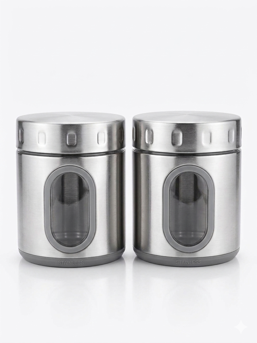 Fresh Mate 750 ML Stainless Steel Airtight Kitchen Containers with Window (Pack of 2)