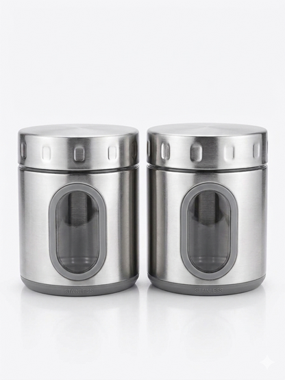 Fresh Mate 750 ML Stainless Steel Airtight Kitchen Containers with Window (Pack of 2)