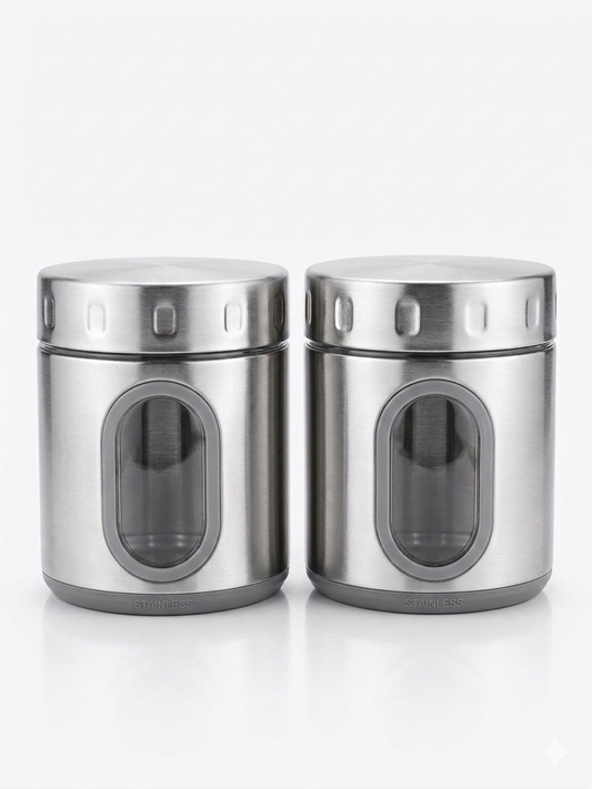 Fresh Mate 750 ML Stainless Steel Airtight Kitchen Containers with Window (Pack of 2)
