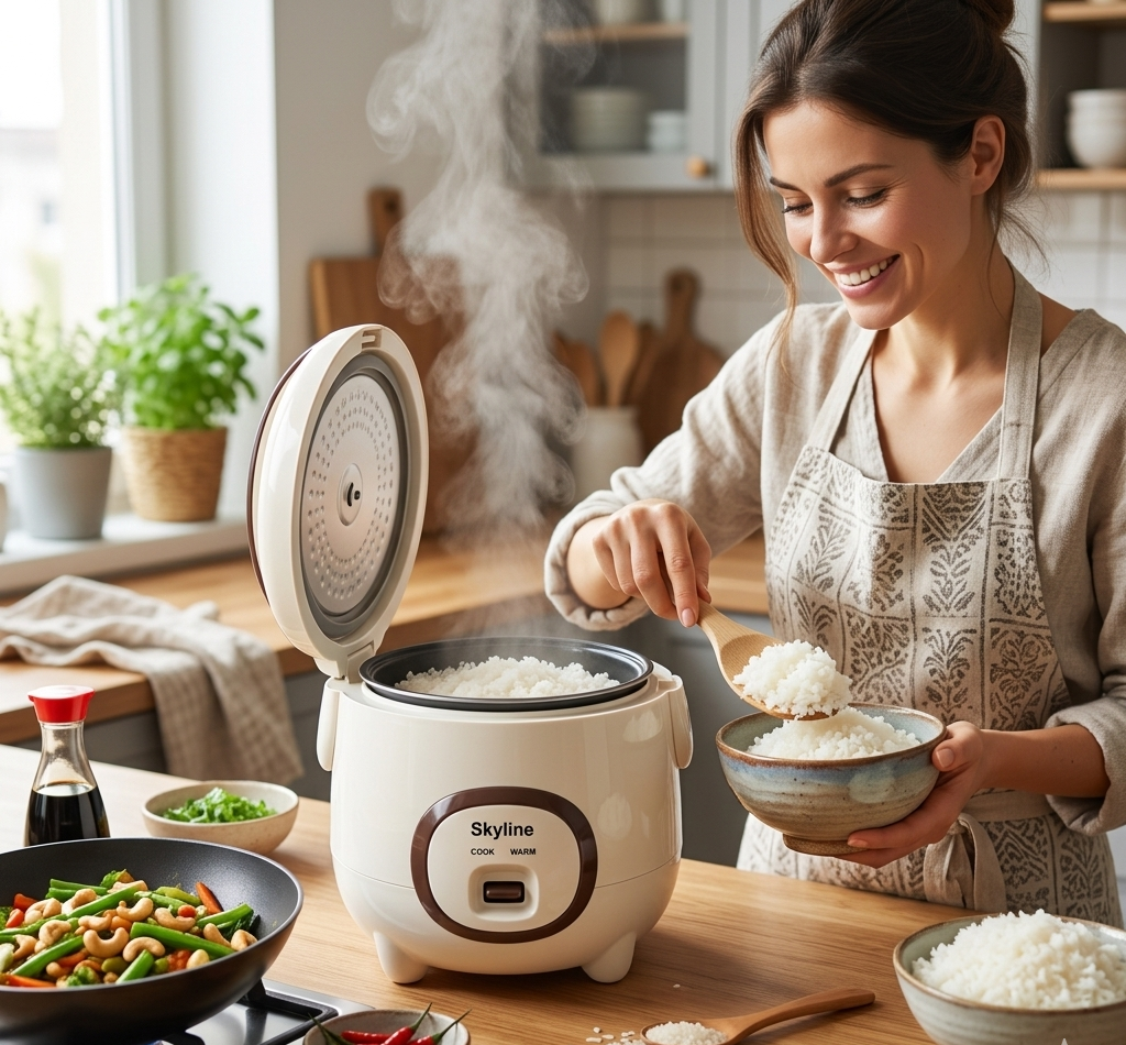 Skyline VTL-901 Electric Rice Cooker (1.2 Litre, 400 Watts) | Detachable Aluminium Bowl & Automatic Warm Function