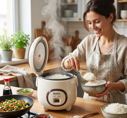 Skyline VTL-901 Electric Rice Cooker (1.2 Litre, 400 Watts) | Detachable Aluminium Bowl & Automatic Warm Function