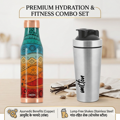 Milton Wellness & Fitness Combo Set | Copper Charge 1000 & Pro Mix Shake 750