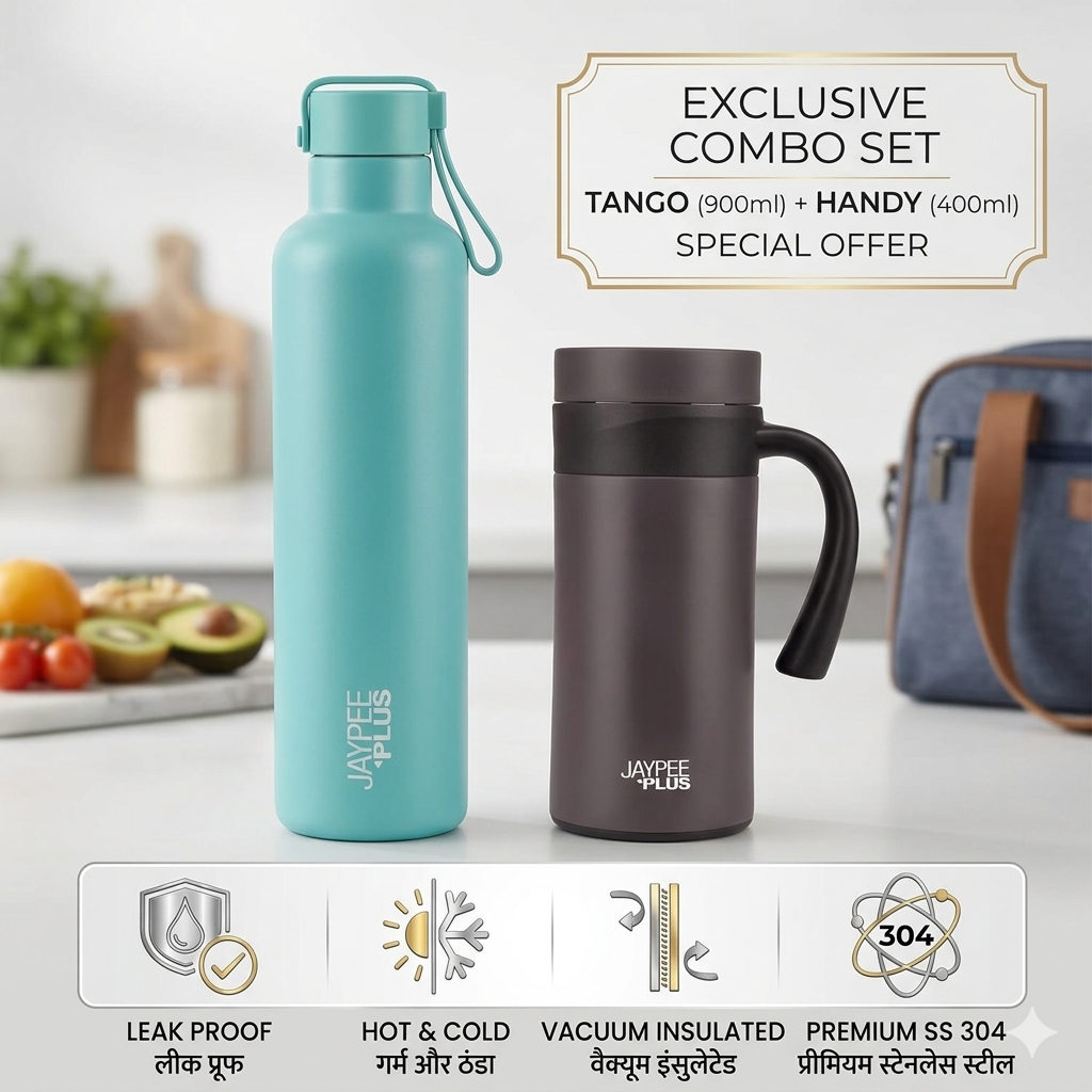 Jaypee Plus Ultimate Travel Combo Set | Tango 900ml Bottle & Handy 400ml Mug