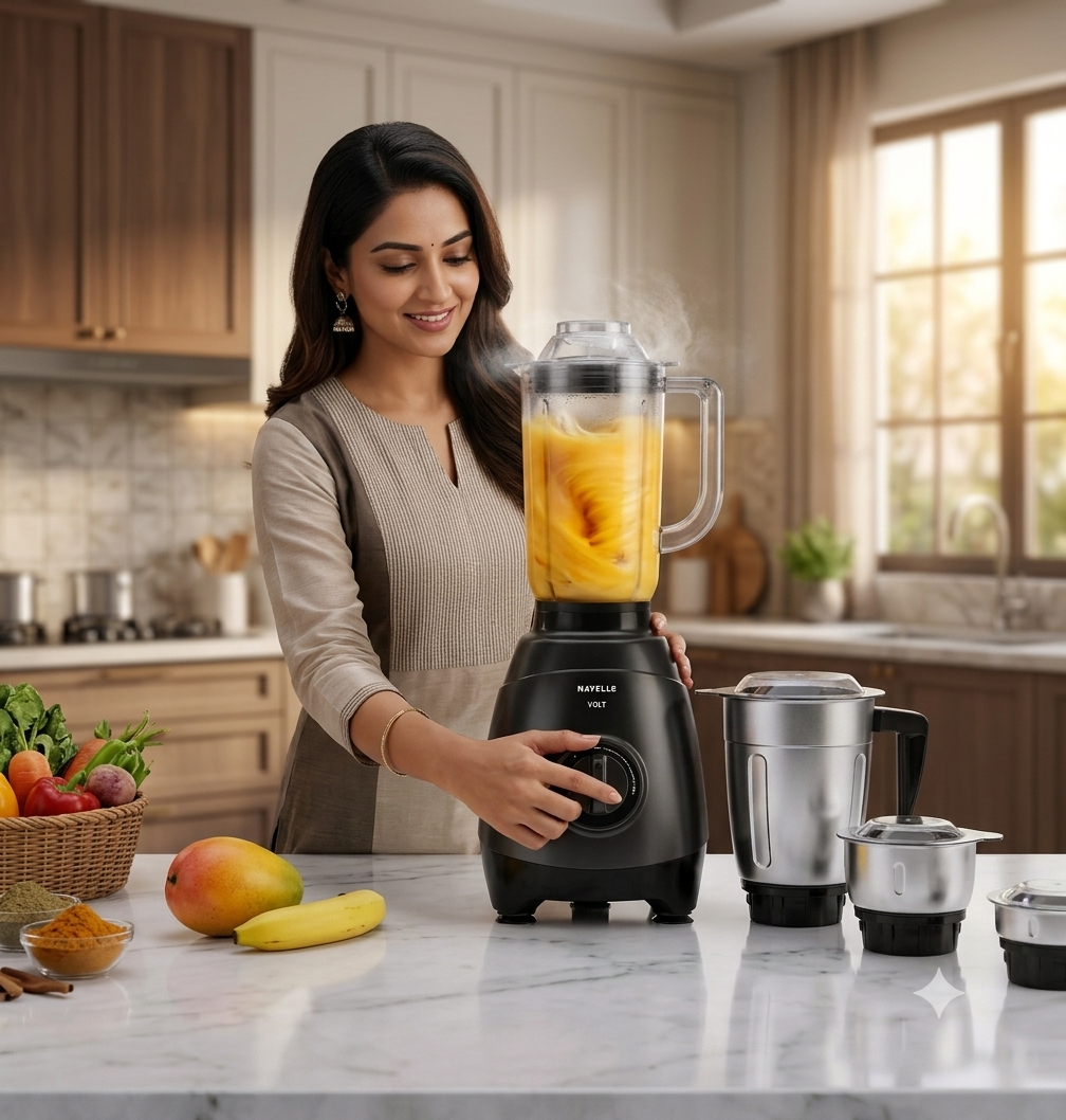Havells Volt 750W Mixer Grinder with 4 Jars | Powerful Heavy-Duty Motor (Black)