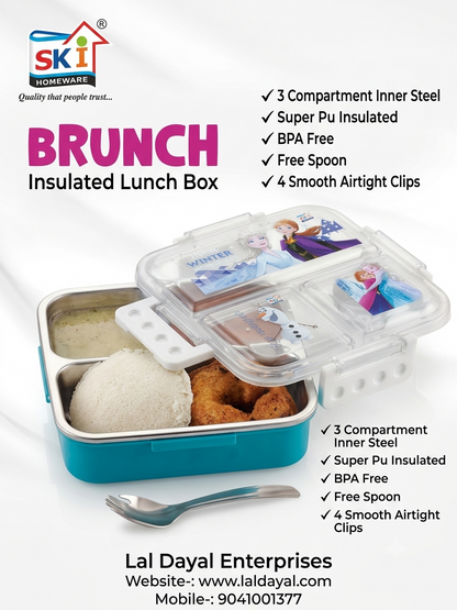 SKI Homeware Brunch 3-Compartment Insulated Kids Lunch Box