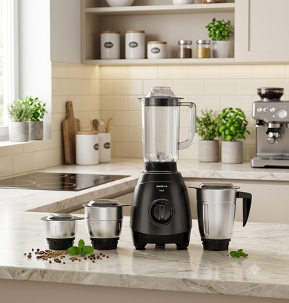 Havells Volt 750W Mixer Grinder with 4 Jars | Powerful Heavy-Duty Motor (Black)