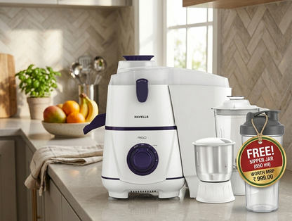 Havells Rigo Juicer Mixer Grinder (Limited Edition Pack) – Includes FREE 650ml Sipper Jar