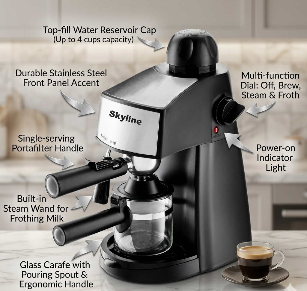 Skyline Espresso & Cappuccino Coffee Maker Machine