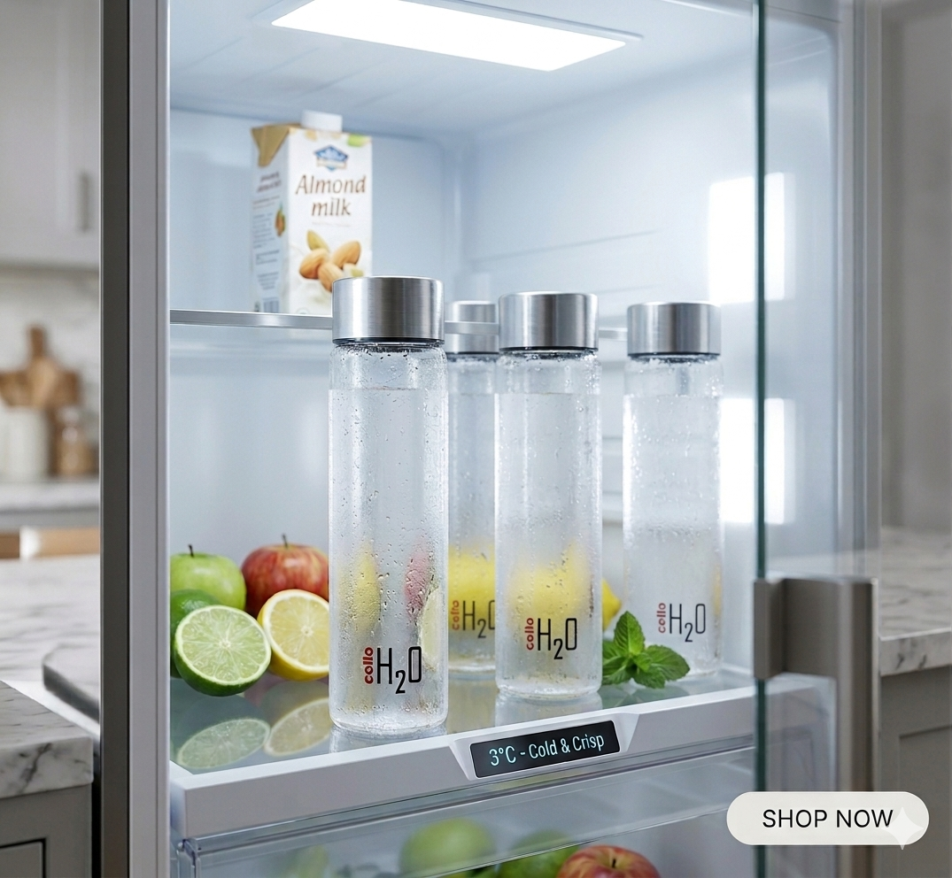 Cello H2O Premium Clear Glass Water Bottle Set with Airtight Stainless Steel Cap | 920 ML | Pack of 4