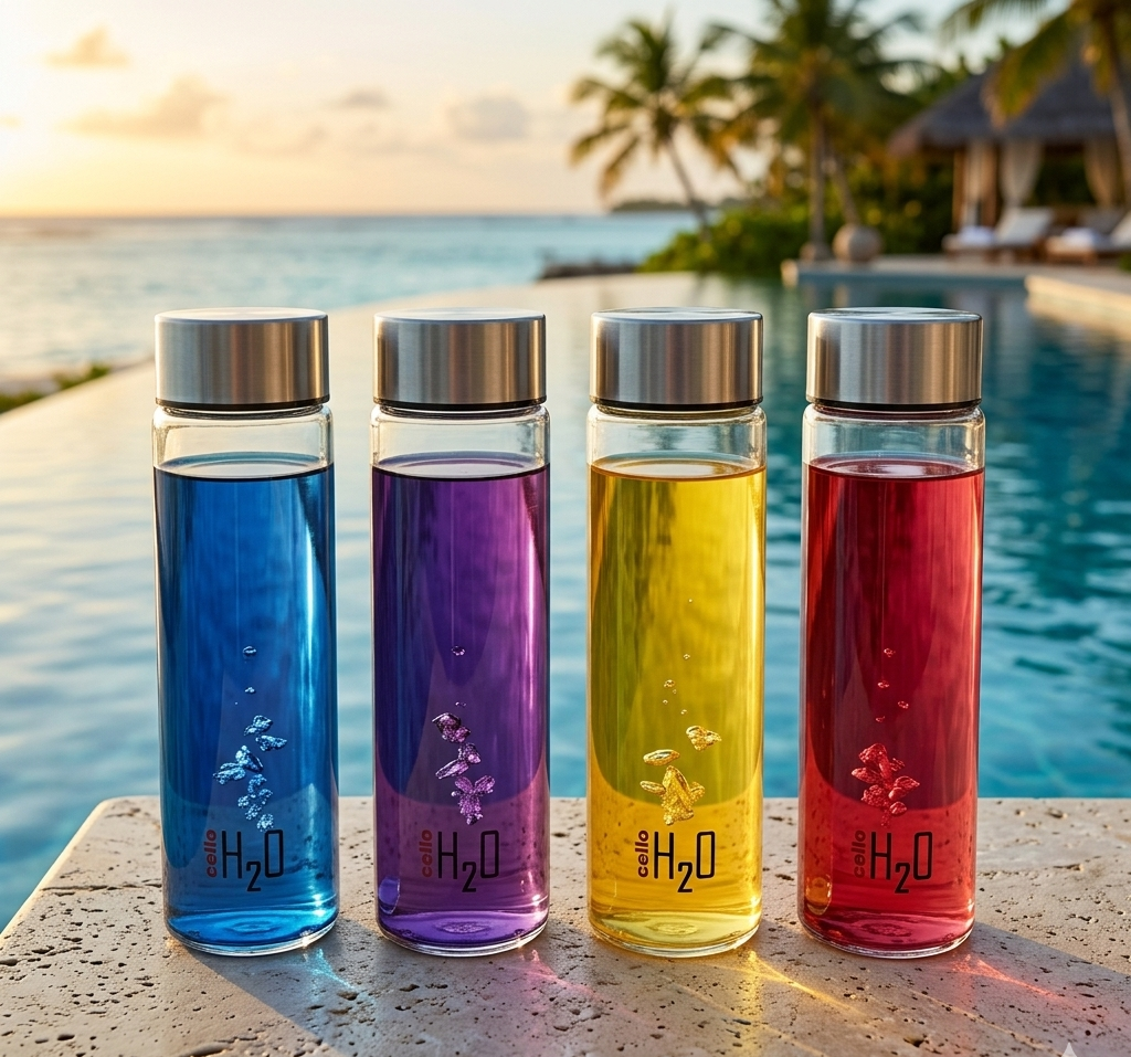 Cello H2O Premium Clear Glass Water Bottle Set with Airtight Stainless Steel Cap | 920 ML | Pack of 4