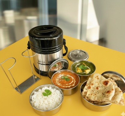 Breeze Ranzer 4-Tier Hot & Cold Tiffin Box with SS304 Grade Food Containers (350 ML x 4)