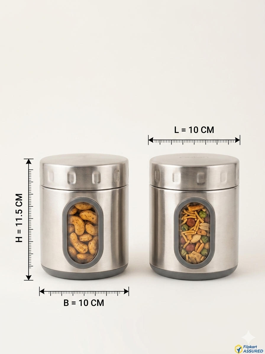 Fresh Mate 750 ML Stainless Steel Airtight Kitchen Containers with Window (Pack of 2)