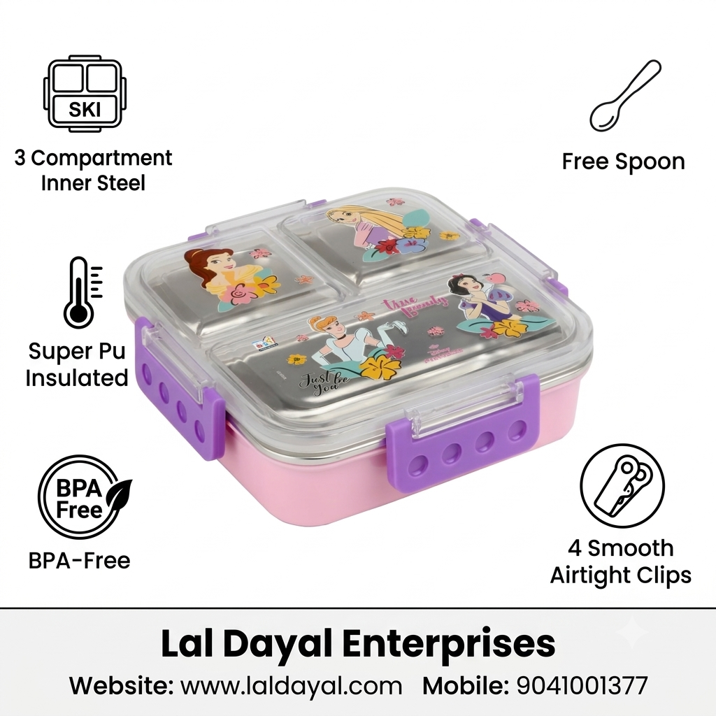 SKI Homeware Brunch 3-Compartment Insulated Kids Lunch Box