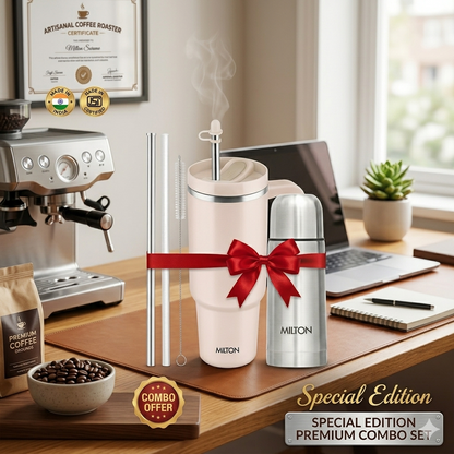 Milton Elite Hydration Combo Pack | 1200ML Malmo Tumbler With Handle & 350ML Thermosteel Mini Bottle Gift Set
