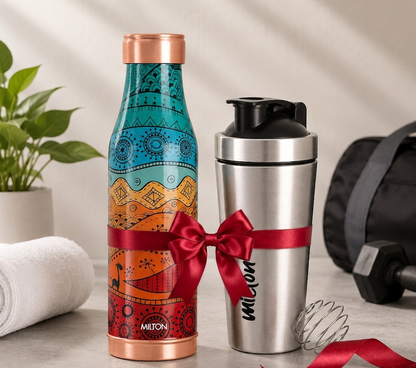 Milton Wellness & Fitness Combo Set | Copper Charge 1000 & Pro Mix Shake 750
