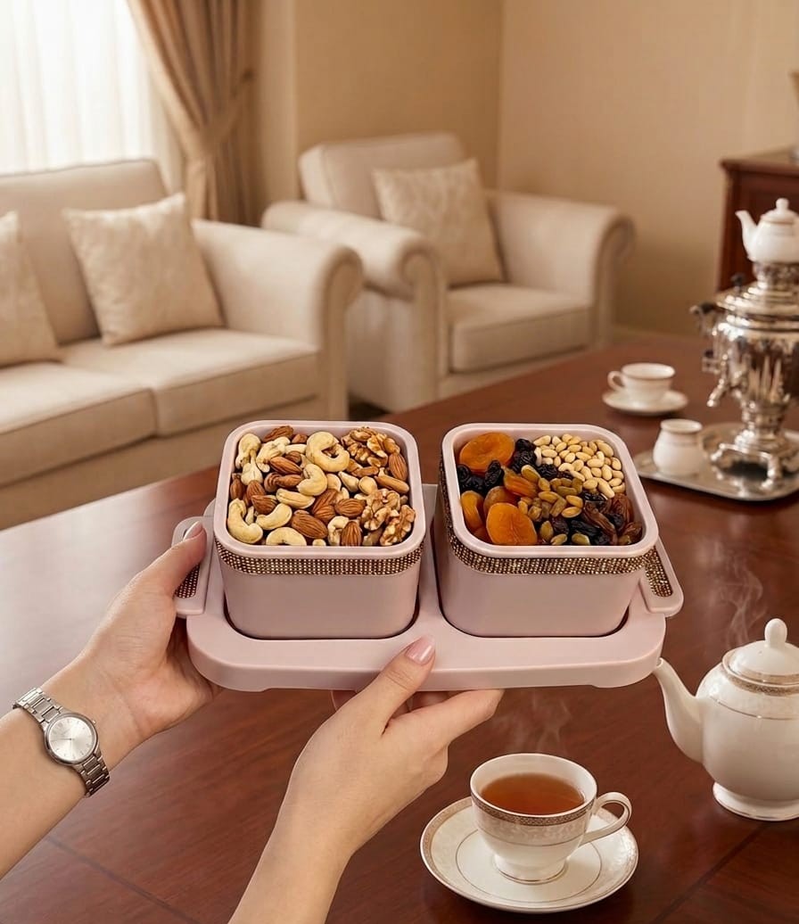 Nayasa Sapphire 2 Square Festive Serveware Set with Lids | Premium Insulated Casserole & Serving Bowl Set for Dining Table | Hot Serving Dish (Set of 2)