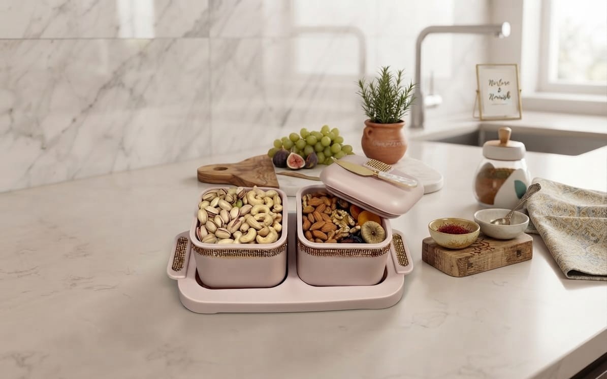 apphire Royal 2-Square Serving Set – Premium Festive Gifting & Home Decor Tray Set