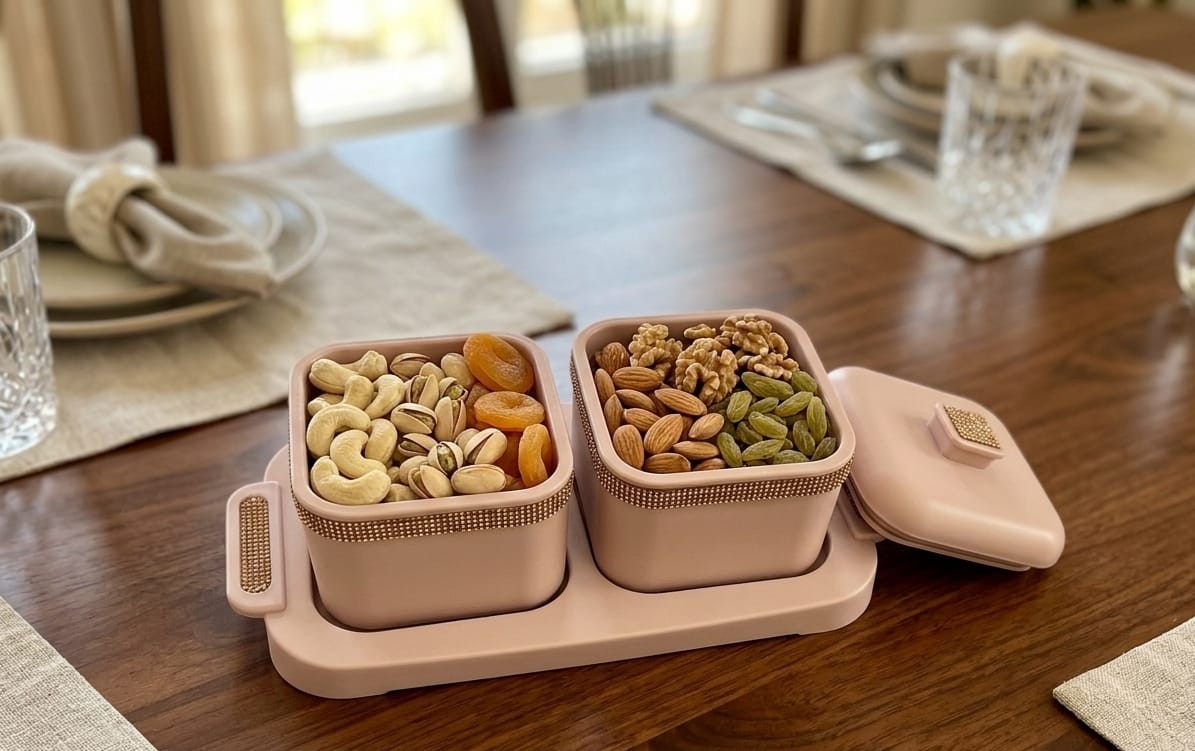 Nayasa Sapphire 2 Square Festive Serveware Set with Lids | Premium Insulated Casserole & Serving Bowl Set for Dining Table | Hot Serving Dish (Set of 2)