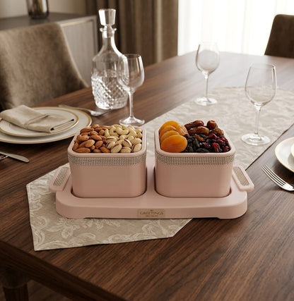 Nayasa Sapphire 2 Square Festive Serveware Set with Lids | Premium Insulated Casserole & Serving Bowl Set for Dining Table | Hot Serving Dish (Set of 2)