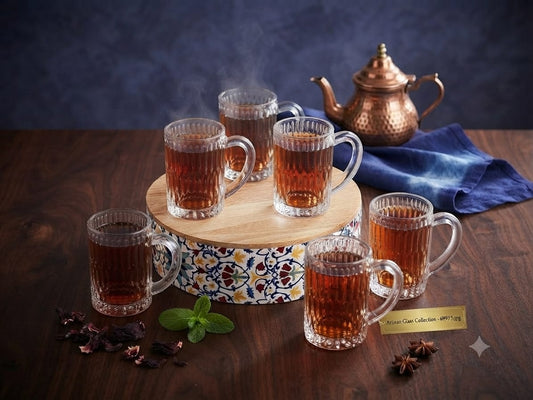 Cello IRIS Premium Glass Tea & Coffee Mug Set (160 ML, Pack of 6) – High-Clarity Transparent Cups with Strong Handle Grip