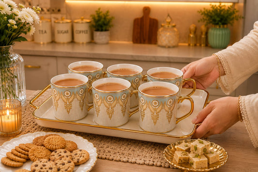 Clay Craft E-608 Charlie Premium Bone China Coffee Mugs – Royal Gold Detailed (Pack of 6)