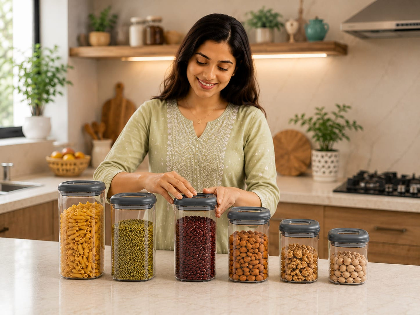 Premium Twist & Lock Airtight Storage Container Set - Pack of 6 (2x800ml, 2x1200ml, 2x1500ml) | Unbreakable & BPA-Free