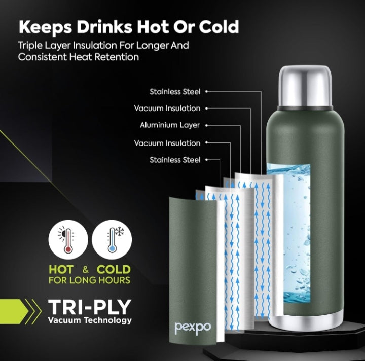 Pexpo Extreme Stainless Steel Vacuum Flask - 1000 ml