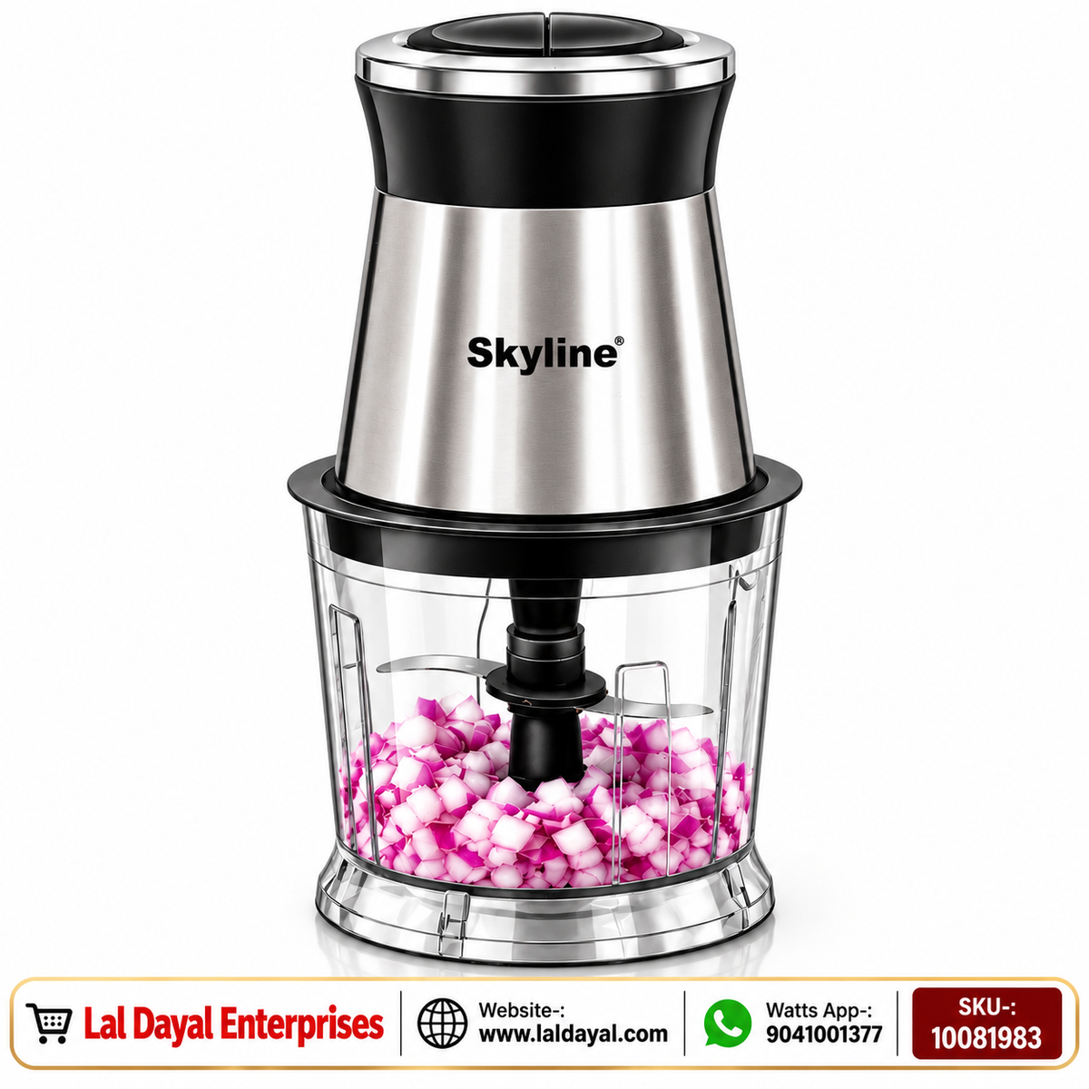 Skyline Electric Chopper VTL-9045 – 400W Powerful Motor with Stainless Steel Blades