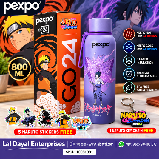 Pexpo GO24 Naruto Shippuden 800 ml Insulated Stainless Steel Water Bottle