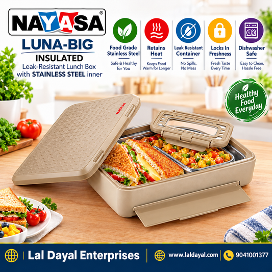 Nayasa Luna Big Insulated Steel Lunch Box with Small Dabbi
