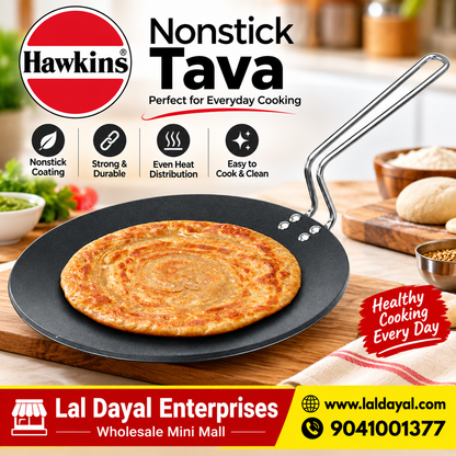 Hawkins Futura Nonstick Tava (Griddle) 26 cm (4.06 mm Thick) – Stay-Cool Stainless Steel Handle (NT26)