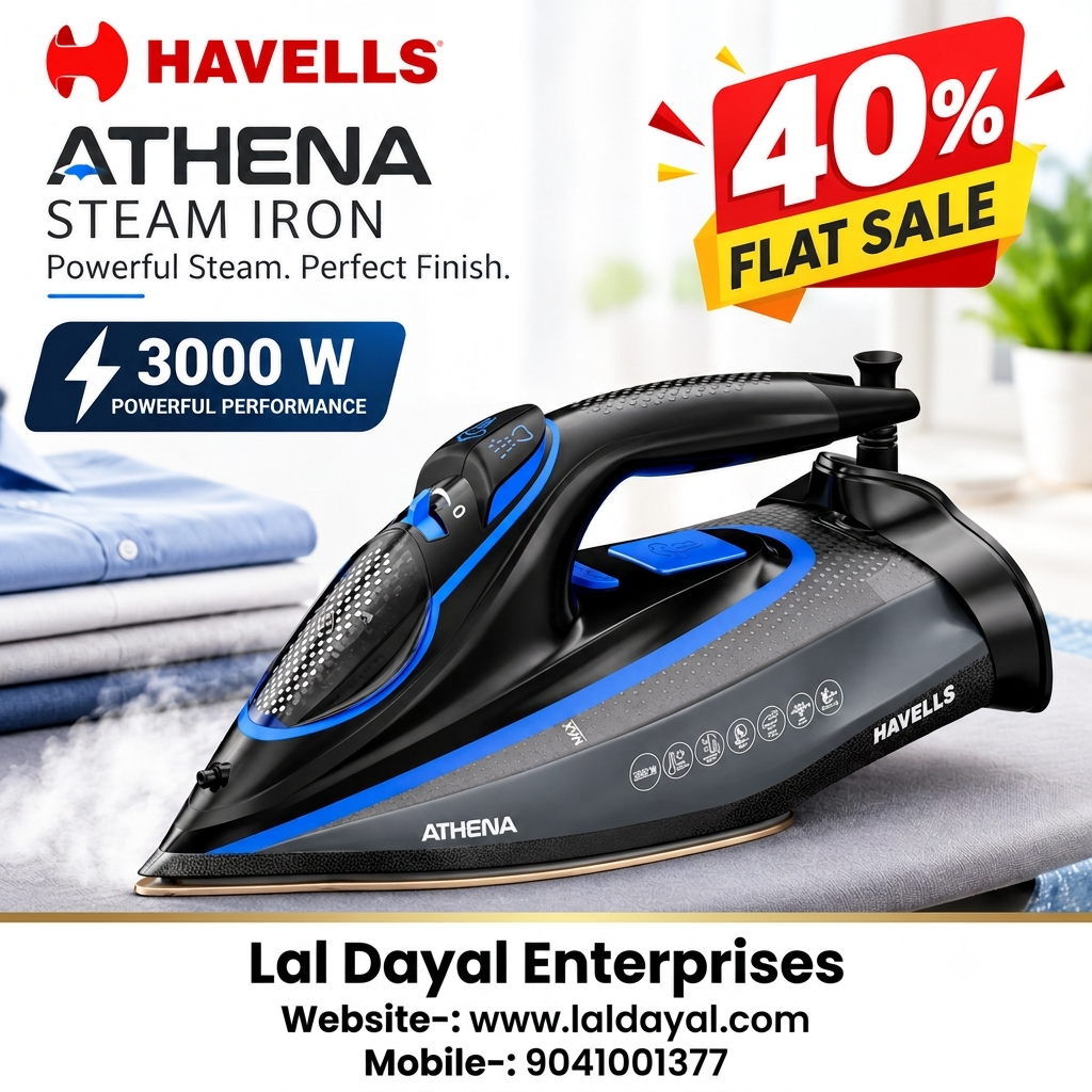 Havells Athena 3000W Steam Iron – Smart i Sense Technology | Anti-Drip | Ceramic Soleplate