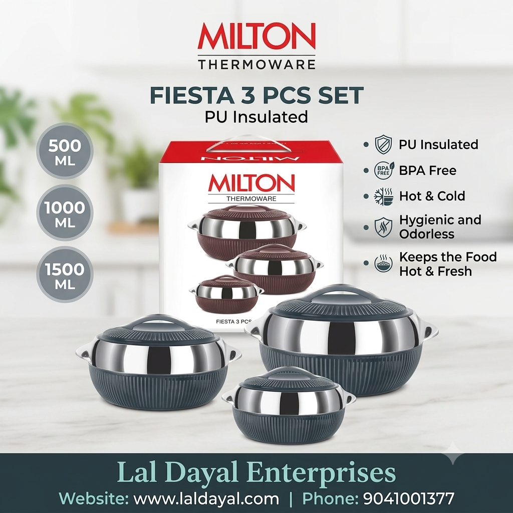 Milton Fiesta Thermoware PU Insulated Casserole Set of 3 (500ml, 1000ml, 1500ml)