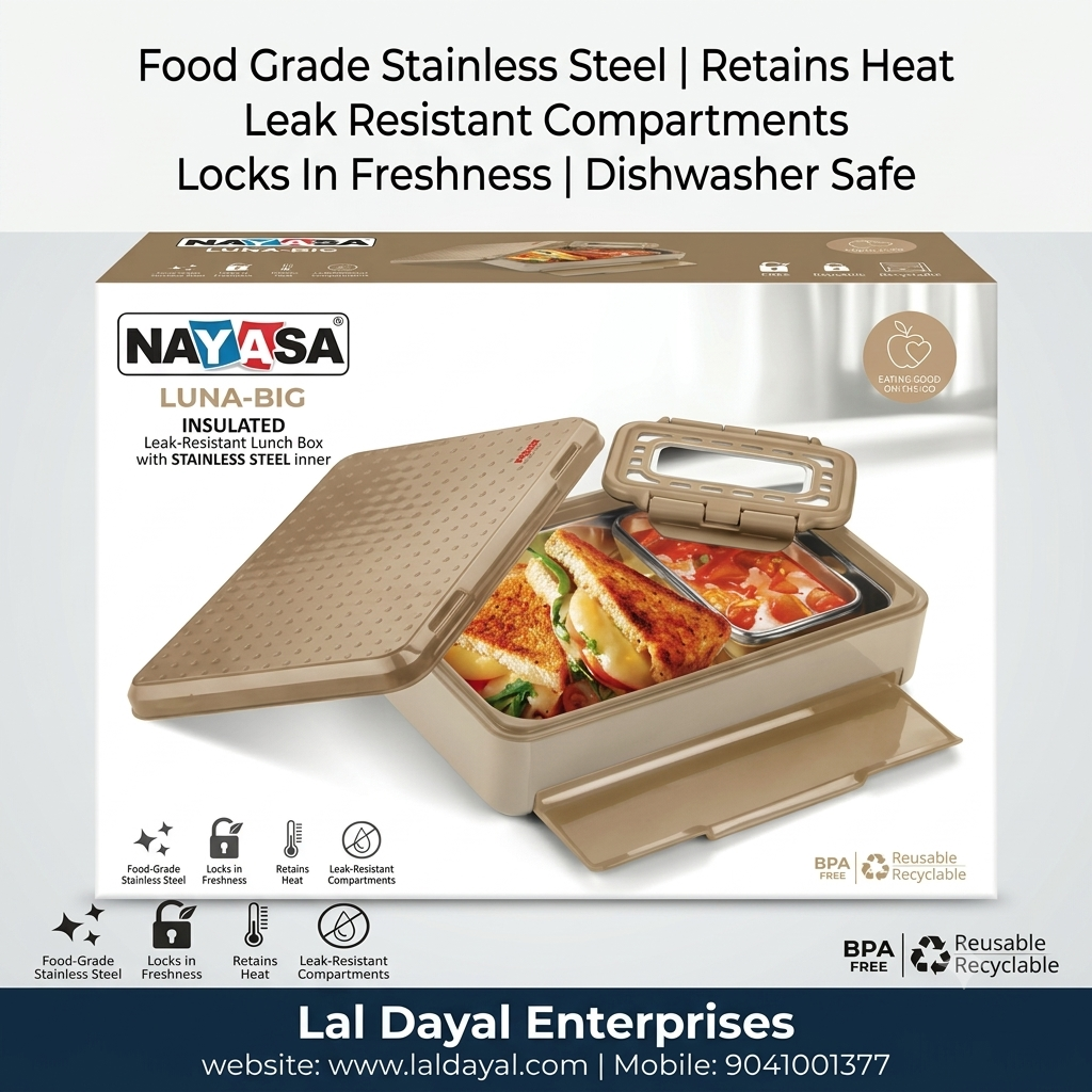 Nayasa Luna Big Insulated Steel Lunch Box with Small Dabbi