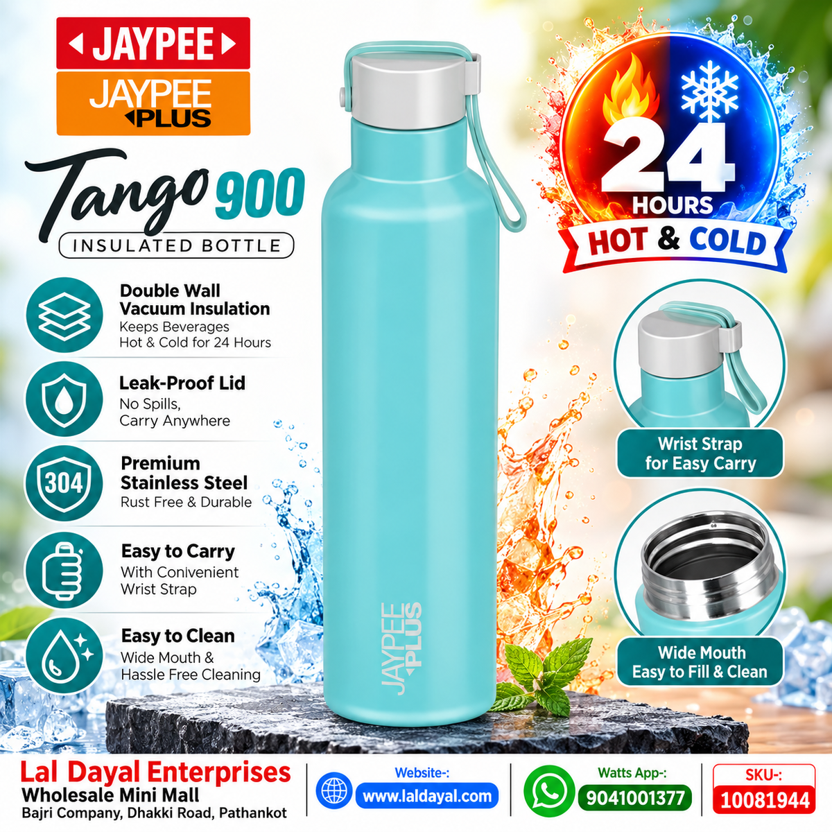 Jaypee Plus Tango 900 850ml Vacuum Insulated Water Bottle