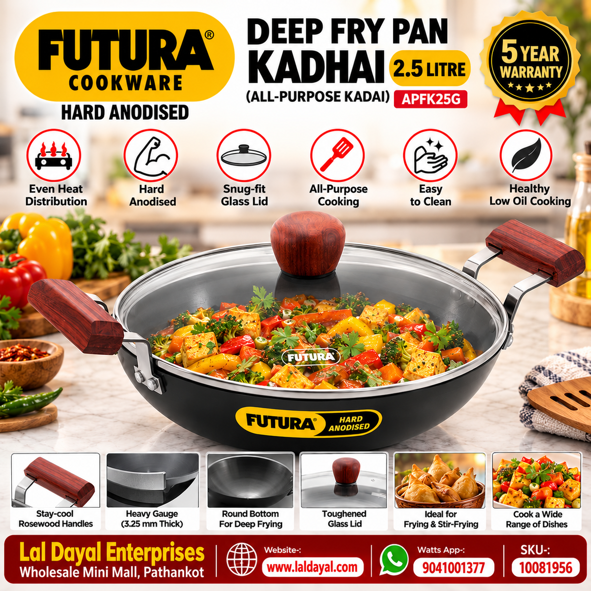Hawkins Futura 2.5L Hard Anodised All-Purpose Kadhai (APFK25G)