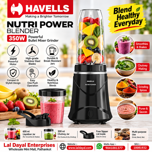 Havells Nutri Power 350W Bullet Blender (Black)