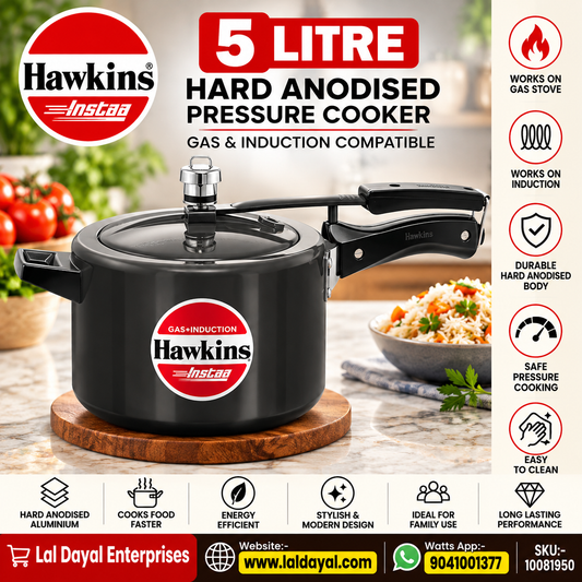 Hawkins Instaa 5 Litre Hard Anodised Induction Pressure Cooker (IIH50)