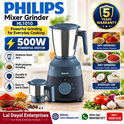 Philips Proton Mixer Grinder 500W (Blue) - 2 Stainless Steel Jars