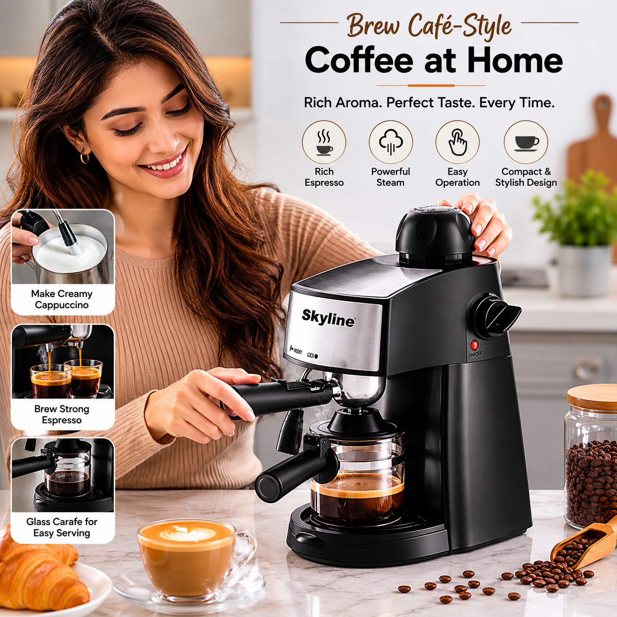 Skyline Espresso & Cappuccino Coffee Maker Machine