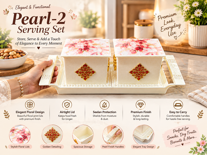 Nayasa Pearl 2-Piece Serving Set with Lids | Premium Insulated Casserole Set for Dining Table | Hot Serving Bowl Set (Set of 2)