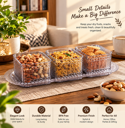 Nayasa Emerald Serving Set with 3 Containers & 1 Tray