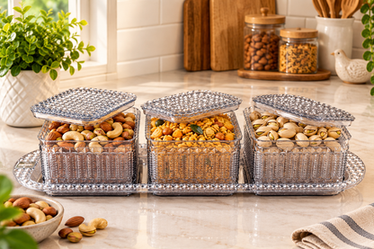 Nayasa Emerald Serving Set with 3 Containers & 1 Tray