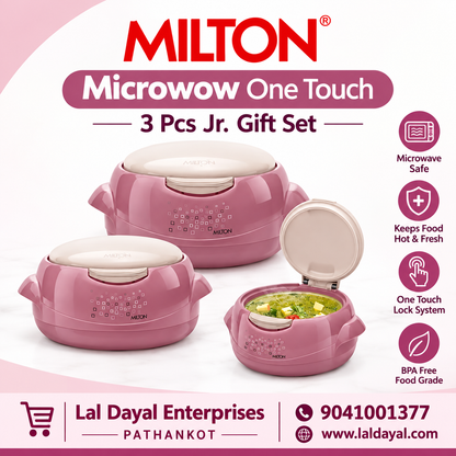 Milton Microwow One Touch Insulated Casserole Set of 3 (Jr. Gift Set) – Microwave Safe Hot Pot