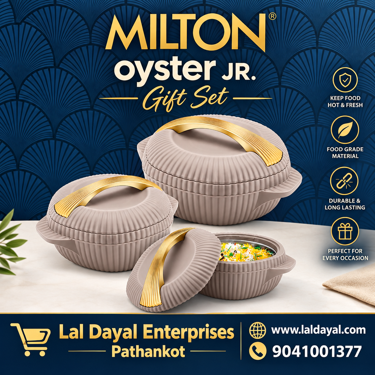Milton Oyster Jr. Thermoware Casserole Gift Set - 3 Pieces (500ml, 1000ml, 1500ml)